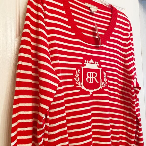 NWT Banana Republic Red Stripe Logo Sweater XL - Picture 1 of 3